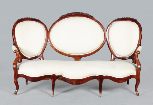 Canapé isabelino en madera de caoba.España, mediados s. XIX