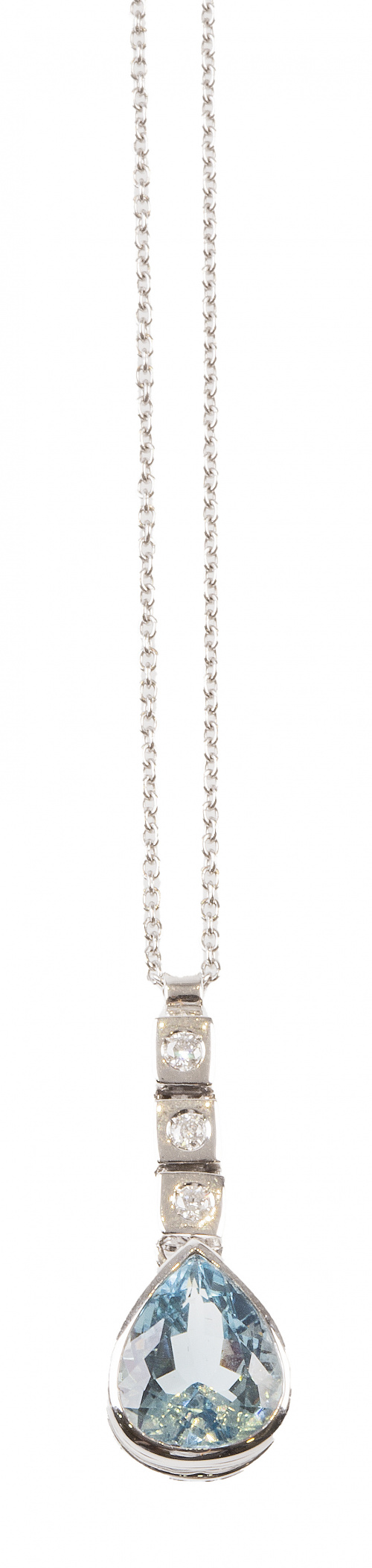Pendentif con aguamarina talla perilla de 2,80 ct que pende