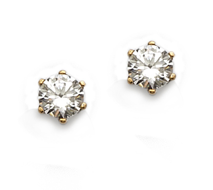 Pendientes dormilonas de circonitas en garras de oro blanco