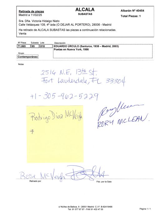 EDUARDO ÚRCULO (Santurce, 1938 - Madrid, 2003)Poetas en Nu