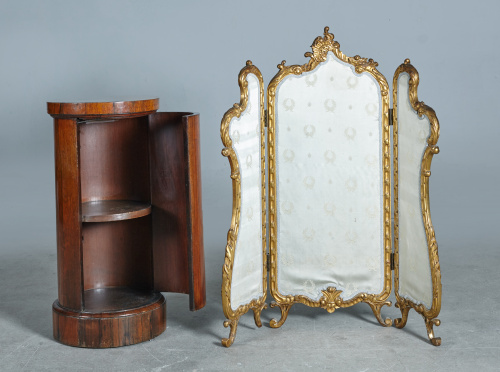 Mesa auxiliar cilíndrica en madera de nogal.Francia, ff. s