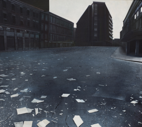 JUAN GENOVÉS (Valencia, 1930)Paisaje urbano: La estación, 