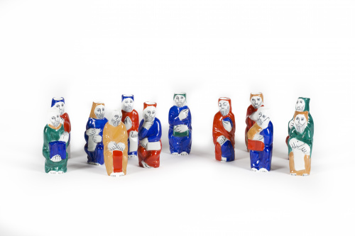 Los doce apóstoles en porcelana esmaltada. Fábrica de Castr