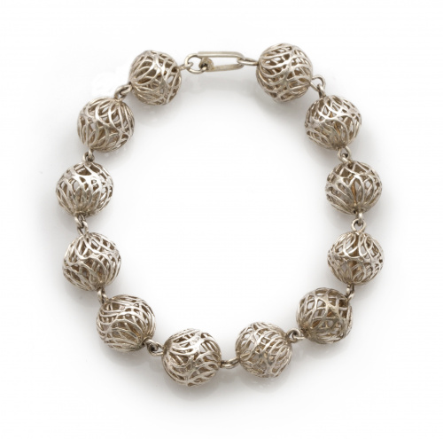 Conjunto de pendientes y pulsera de cuentas esféricas de fi