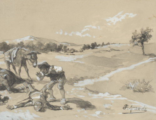 JOSÉ JIMENEZ ARANDA (Sevilla, 1837-1903)Caída del Quijote