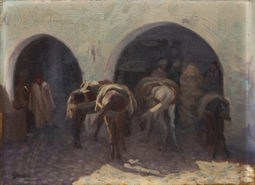 MANUEL GUMUCIO (Madrid 1898-1968)Escena de caballos