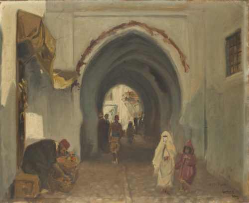 MANUEL GUMUCIO (Madrid 1898-1968)Escena de mercado en Tetuá