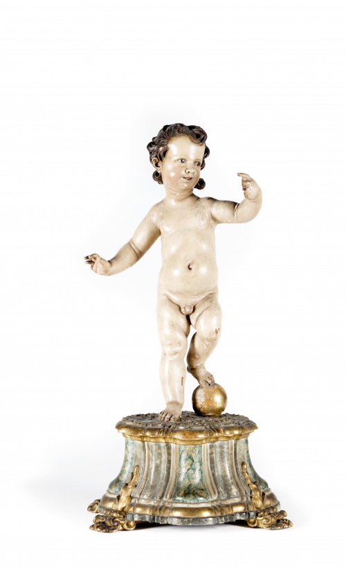 Niño Jesús como salvador del mundo.Trabajo centro europeo,