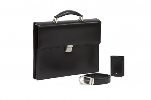 Conjunto de maletín,cartera y cinturón MONTBLANC en piel ne