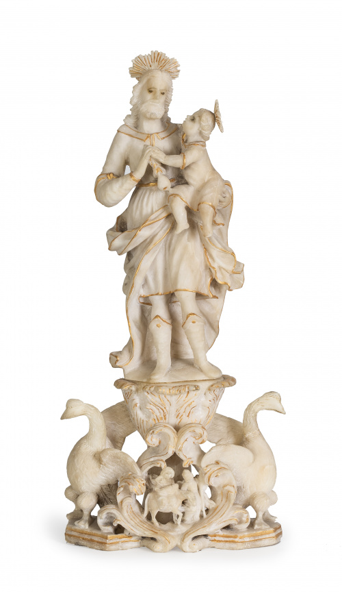 “San José” escultura en alabastro tallado. Escuela sicilia