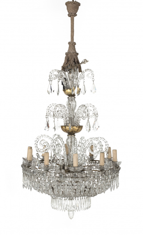 Lámpara de techo de diez luces con sartas de cuentas en cri