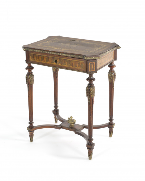 Escritorio tocador Napoleón III en madera de caoba con marq