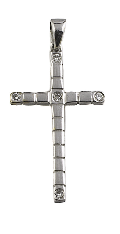 Cruz con brillante en el centro y en los extremos, en oro b