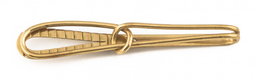 Barra de corbata con decoración de nudo central en oro en o
