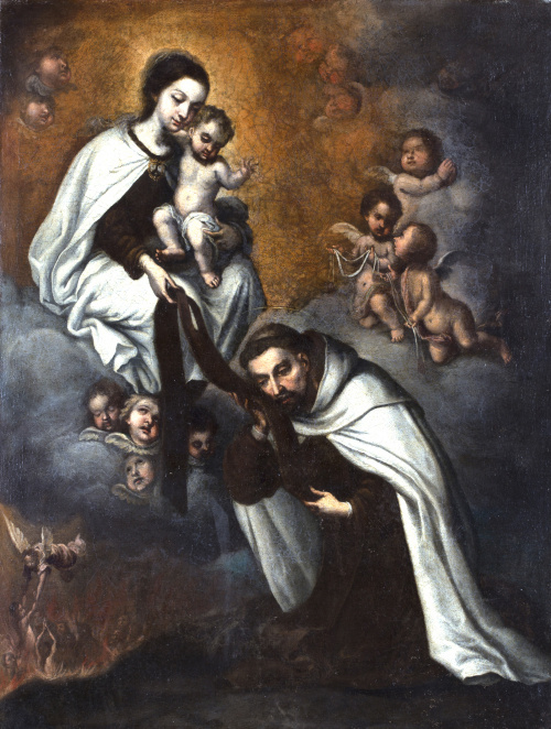 ESCUELA ESPAÑOLA, SIGLO XVIILa Virgen con el Niño entrega 