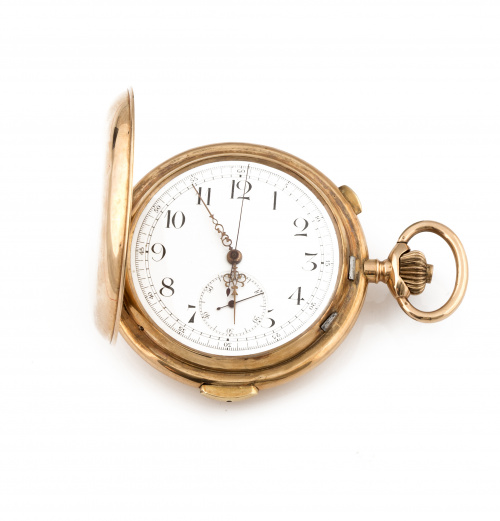 Reloj saboneta de bolsillo suizo c.1896 con sonería en oro 