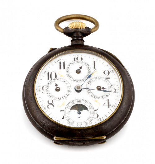 Reloj Lepine suizo c.1900 en acero pavonado.