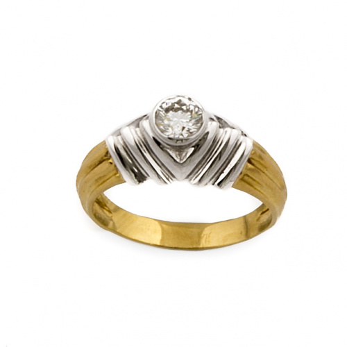 Sortija con brillante de 0,25 ct aprox en oro bicolor de 18