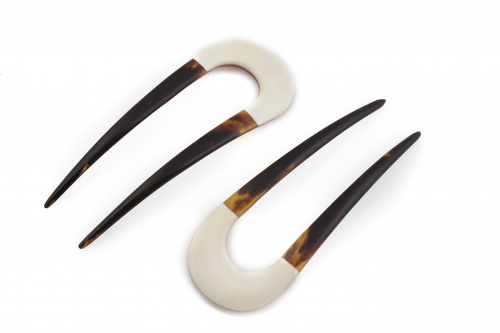 Pareja de peinetas Art-Decó de carey y marfil