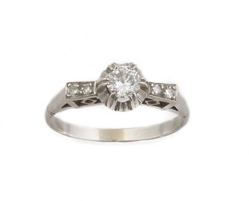 Sortija años 50 con solitario de brillante de 0,30 aprox co