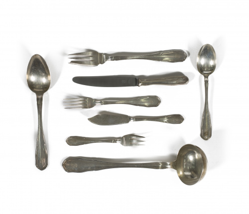 Cubertería de plata ley 916. Con marcas.Matilde Espuñes, p