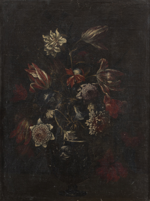 ESCUELA ESPAÑOLA, SIGLO XVIIFlorero con vaso de cristal