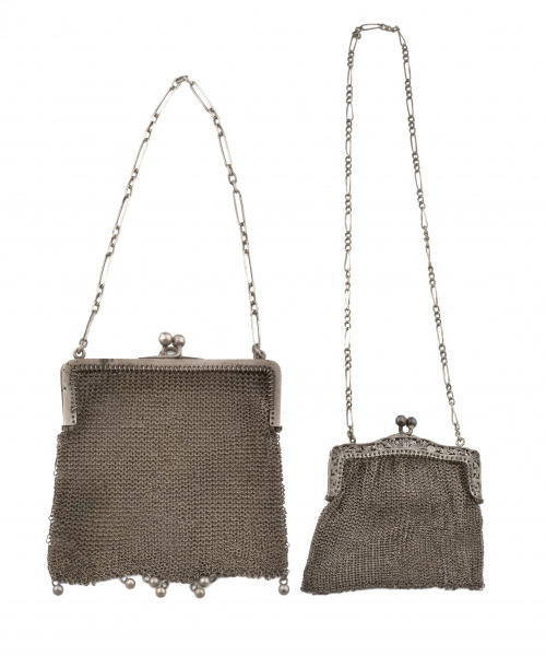 Dos monederos en malla de plata de pp. s.XX