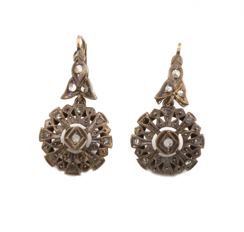 Pendientes con flor de zafiros blancos, colgante de campani