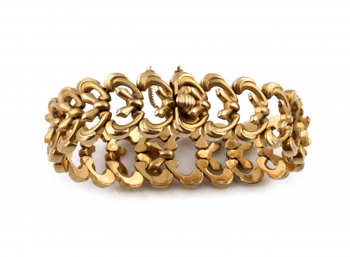 Brazalete años 50 con piezas a modo de croissant articulada