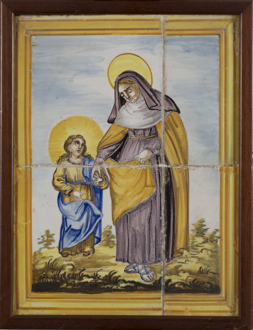“Santa Ana y la Virgen Niña”Cuatro paneles de cerámica esm