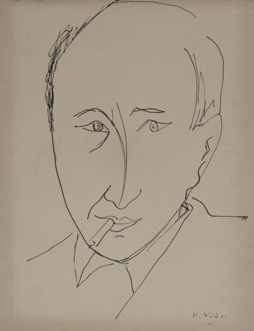 HERNANDO VIÑES (París, 1904 - 1993)Retrato masculino con c