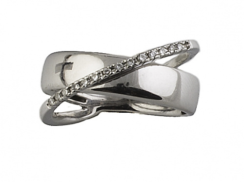 Sortija con aro elevado de brillantes sobre aro de oro blan