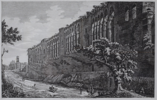 LUIGI ROSSINI (1790-1857)Veduta delle mura di Roma, dalla 