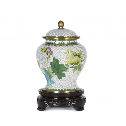 Tibor en bronce esmaltado en cloisonnéChina, S. XX