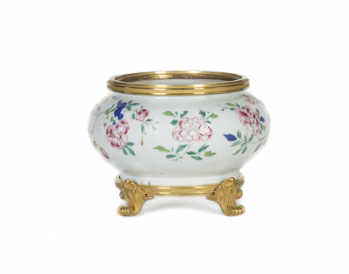 Tibor porcelana compañia de Indias (familia rosa) con montu