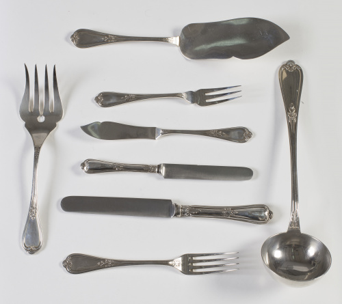 Cubertería de plata en su color.Durán, S. XX.