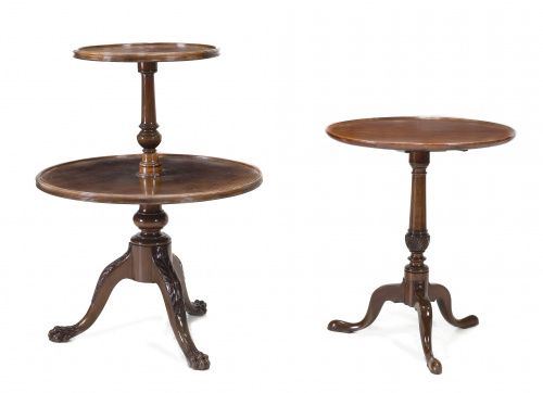 Tea table tilt-top Jorge III en madera de caoba tallada y t