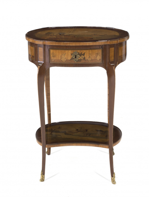 Mesilla transición Luis XV - XVI en madera de caoba, palo r