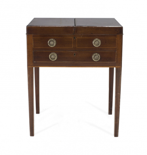 Mesa tocador Jorge III en madera de caoba y limoncillo. In