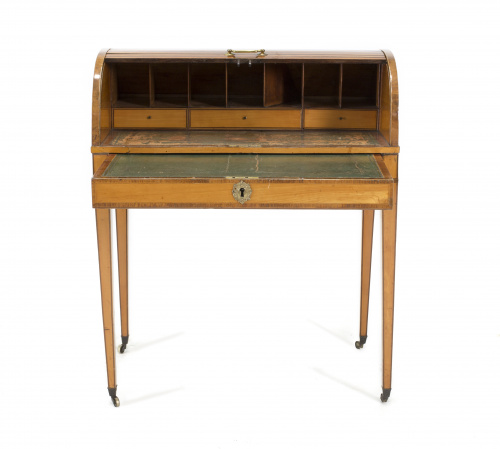 Escritorio de cilindro Jorge III en madera de caoba y palis