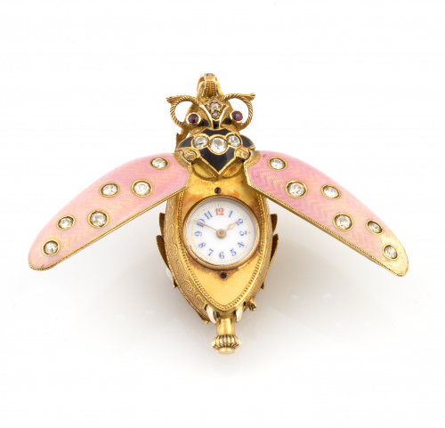 Reloj joya colgante de pp.S.XX con diseño de escarabajo rea