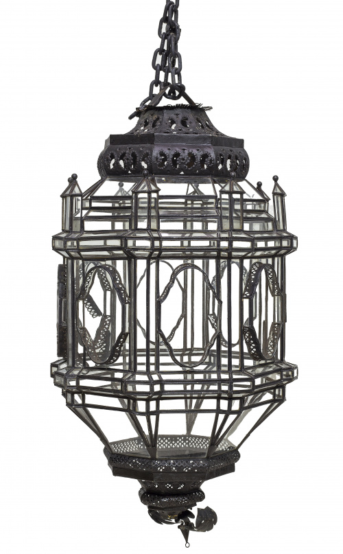 Farol octogonal en hierro.Trabajo andaluz, S. XIX