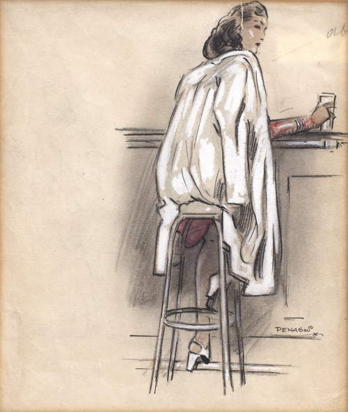 RAFAEL PENAGOS (Madrid, 1889-1954)Dama sentada en el bar