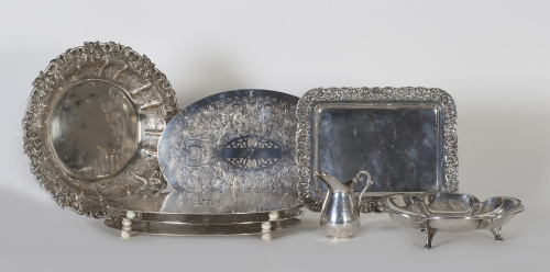 Lote de un centro Art-nouveau en plata ley 925  y una bande