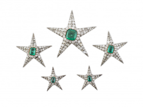 Diadema S. XIX con cinco centros desmontable de estrellas d