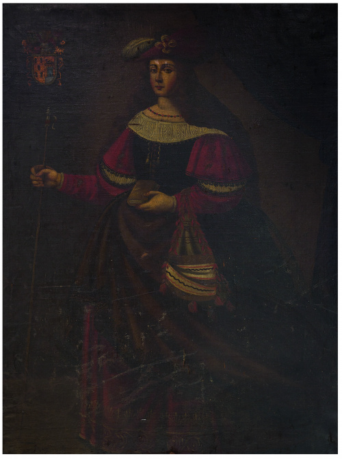 ESCUELA ANDALUZA, SIGLO XVIISanta Margarita con escudo her