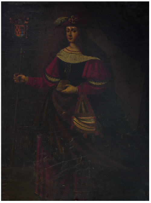 ESCUELA ANDALUZA, SIGLO XVIISanta Margarita con escudo her