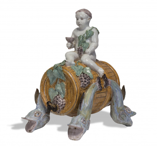Baco sobre un barrilCerámica esmaltada .Mediados del S. X