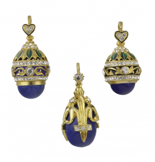 Lote de tres charms colgantes en forma de huevo de pascua e