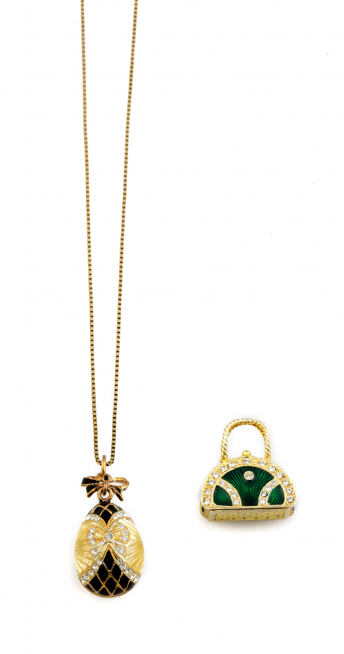 Lote de collar con charm en forma de huevo de esmalte azul 